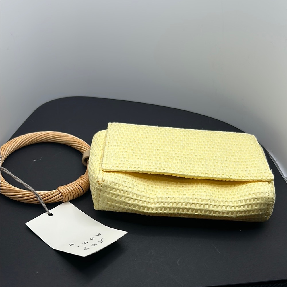 A New Day Yellow Clutch with Woven Texture